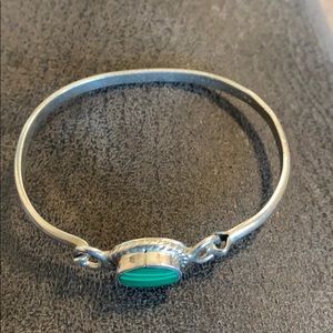 Sterling Silver Bangle with Malachite